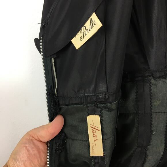 Vintage Suzy Perette black tafetta party dress fit and flare size XS/S - Picture 7 of 10